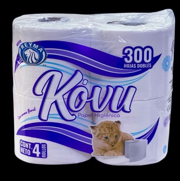 Papel higienico kovu c/300 hojas, bulto c/24 paq c/4 rollos