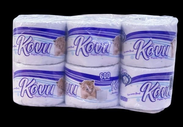 Papel higienico kovu c/600 hojas, bulto c/8 paquetes c/6 rollos cada paquete